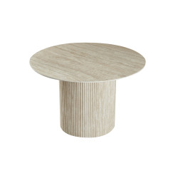 Table ronde moderne en céramique aspect travertin Judy