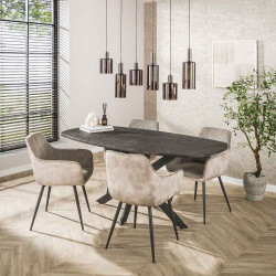 Table de salle à manger ovale 180 cm gris métallisé Eugénie