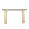Table haute ovale de cuisine en céramique travertin Celenia