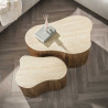 Tables basses en manguier massif et céramique Rocky (lot de 2)