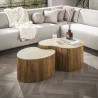 Tables basses en manguier massif et céramique Kinoa (lot de 2)