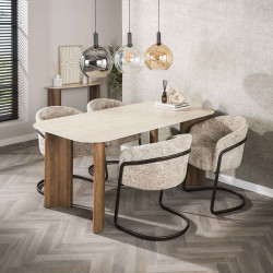 Table de salle à manger moderne MDF et céramique Romanesco