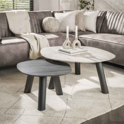 Tables basses modernes métal et céramiques Twiny (lot de 2)