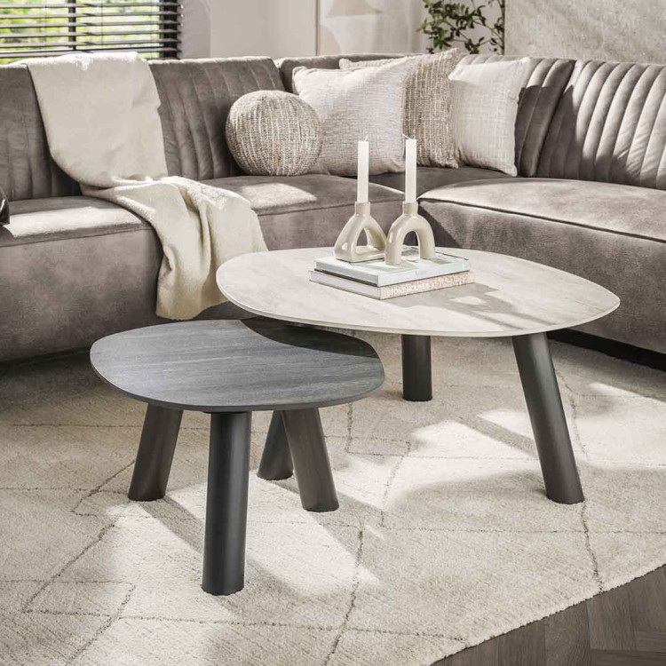 Tables basses modernes métal et céramiques Twiny (lot de 2)