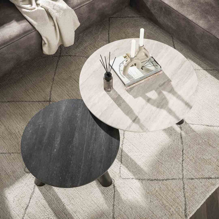 Tables basses rondes métal et céramiques Twiny (lot de 2)