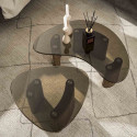 Tables basses modernes en verre fumé noir Timeo ( lot de 2) Tables basses modernes en verre fumé noir Timeo ( lot de 2)