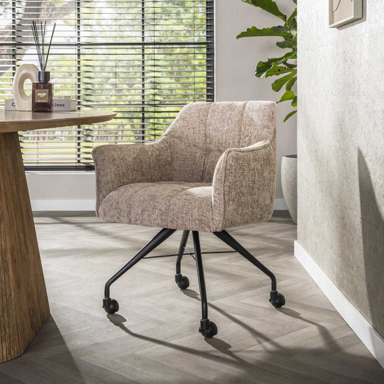 Chaise de salle à manger à roulettes en tissu Castille (lot de 2)