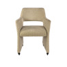 Fauteuil à roulettes moderne en tissu sable Flora (lot de 2)