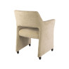 Fauteuil à roulettes moderne en tissu sable Flora (lot de 2)