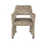 Fauteuil à roulettes en tissu savelle coloris sable Flora (lot de 2)