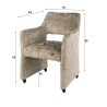 Fauteuil à roulettes en tissu savelle coloris sable Flora (lot de 2)