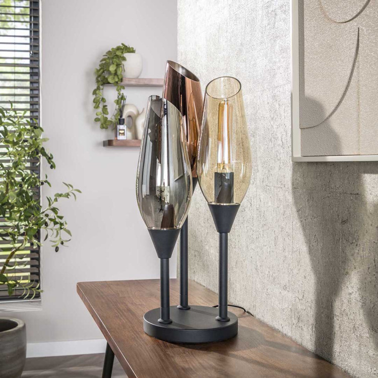 Lampe à poser moderne métal et verre tricolore Cocoon Lampe à poser moderne métal et verre tricolore Cocoon