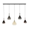 Suspension moderne 5 lampes en verre tricolore Winnie