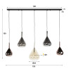 Suspension moderne 5 lampes en verre tricolore Winnie