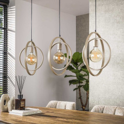 Suspension industrielle droite en métal sable 3 lampes Sam