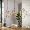 Suspension industrielle droite en métal sable 3 lampes Sam