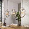 Suspension industrielle droite en métal sable 3 lampes Sam