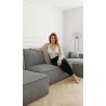 Canapé panoramique convertible en velours côtelé gris Anabella