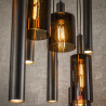 Suspension moderne 9 lampes en verre brun Sepia