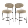 Lot de 2 tabourets de bar modernes en tissu sable Rudy
