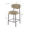 Lot de 2 tabourets de bar modernes en tissu sable Rudy