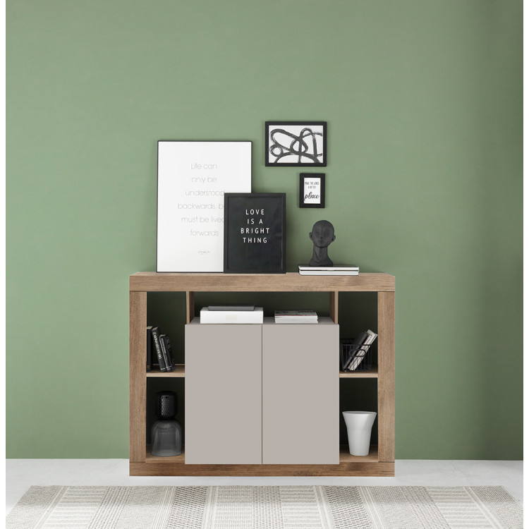 Buffet/bahut contemporain 134 cm mercure/cachemire Dominika