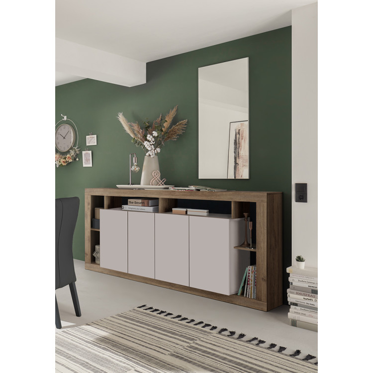 Buffet/bahut contemporain 210 cm mercure/cachemire Dominika