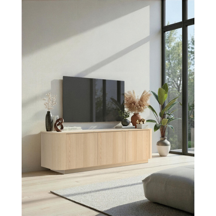 Meuble TV contemporain 180 cm chêne clair Adria