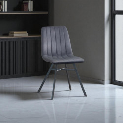 Chaise de salle à manger moderne en tissu gris (lot de 4) Curtis