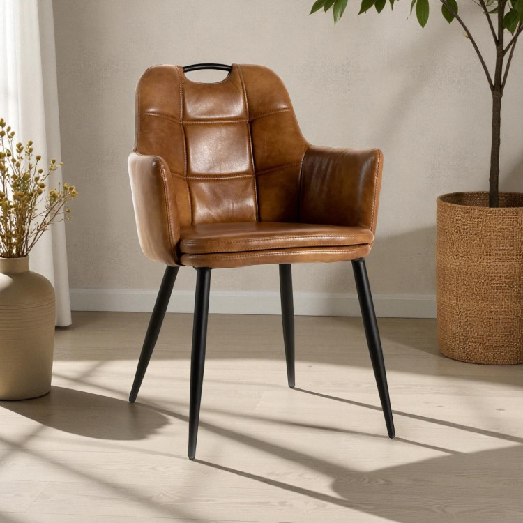 Chaise de salle à manger moderne en PU marron (lot de 2) Maurina