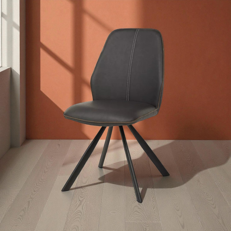 Chaise de salle à manger moderne en PU anthracite (lot de 2) Geralda