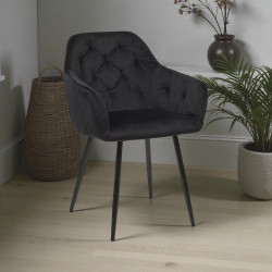 Chaise de salle à manger moderne en tissu velours (lot de 2) Ophelie