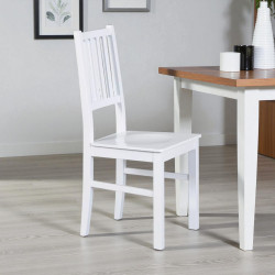 Chaise style campagne en pin massif blanc (lot de 2) Radja