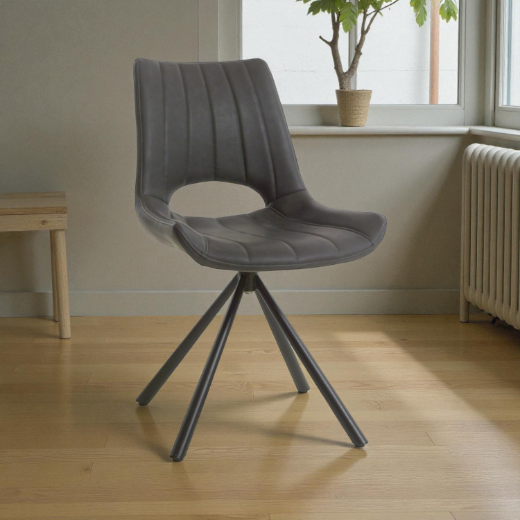 Chaise de salle à manger pivotante moderne en PU noir Mambo (lot de...