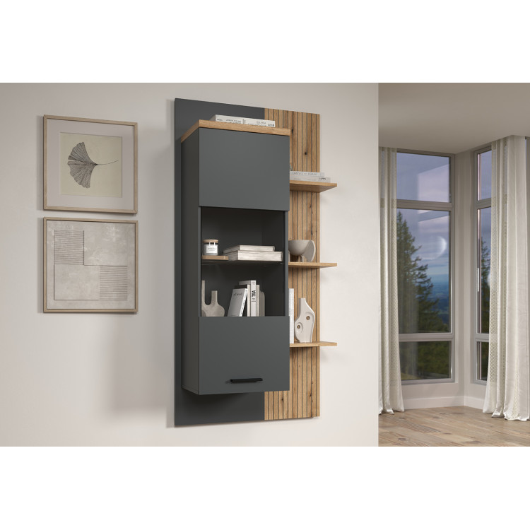 Rangement mural moderne anthracite/chêne Baggy