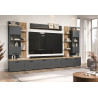 Meuble TV moderne 120 cm anthracite/chêne Baggy
