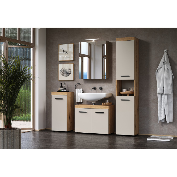 Ensemble de salle de bain moderne chêne/cachemire Leane