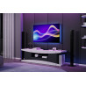 Meuble TV moderne 180 cm laqué mat blanc/noir Lorie