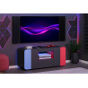 Meuble TV moderne 115 cm noir/bleu/rouge Lorie