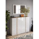 Meuble à chaussures moderne 140 cm blanc laqué/chêne clair Frida