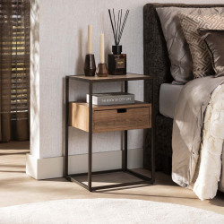 Chevet industriel métal, bois et céramique Cassis