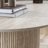 Table basse moderne ovale en céramique aspect travertin Celenia