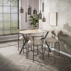 Table haute moderne en céramique aspect travertin Romane