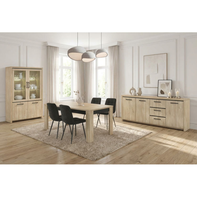 Salle à manger complète contemporaine chêne ivoire Spirit