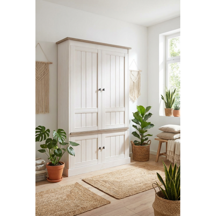 Vaisselier/argentier contemporain portes pleines coloris chêne beige/mélèze Samos