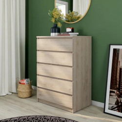 Commode contemporaine 5 tiroirs chêne clair Best
