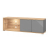 Meuble TV moderne 175 cm chêne/verre gris Andora