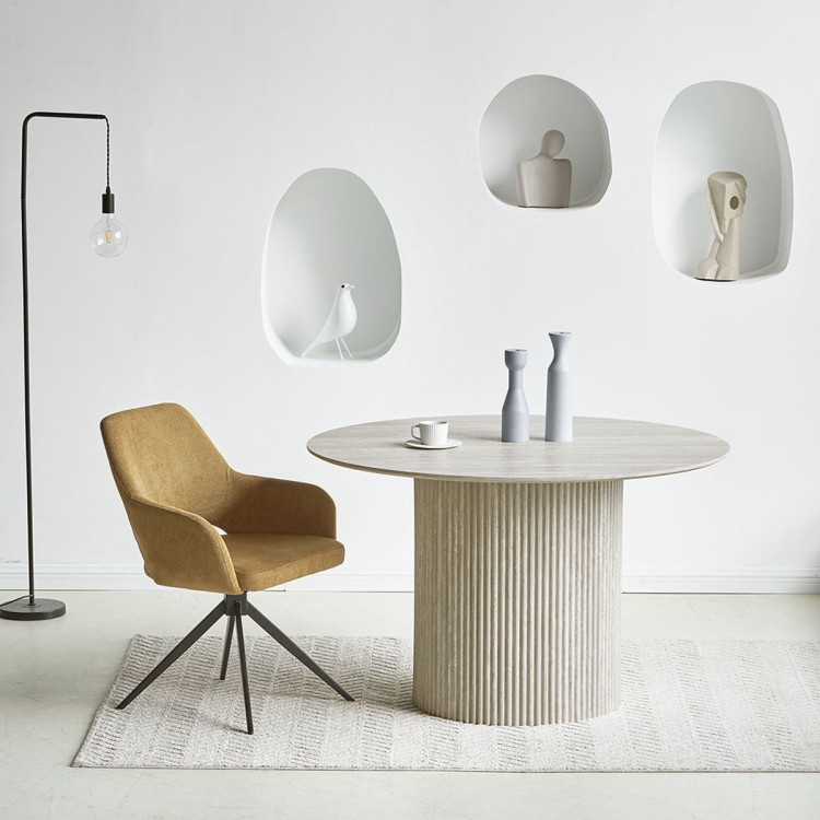 Table Ronde Moderne Table ronde moderne en céramique aspect travertin Judy