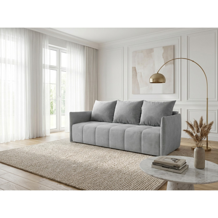 Canapé droit fixe 3 places en velours Louka