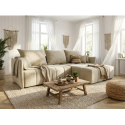 Canapé d'angle convertible réversible coffre en velours Louka